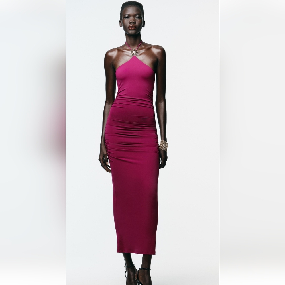 Zara Elegant Magenta Sleeveless Maxi Dress